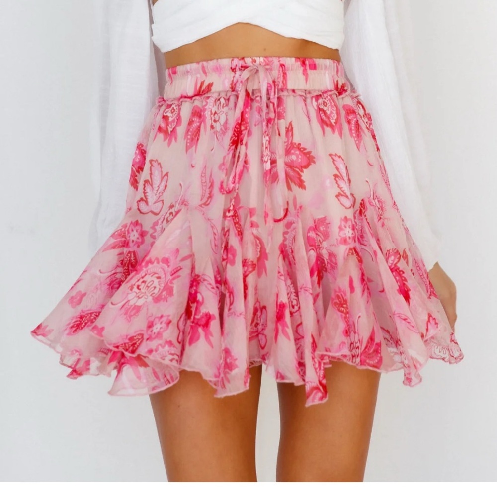 Swish it skirt - hello molly - Pink Floral Skirt - Picture 2 of 6